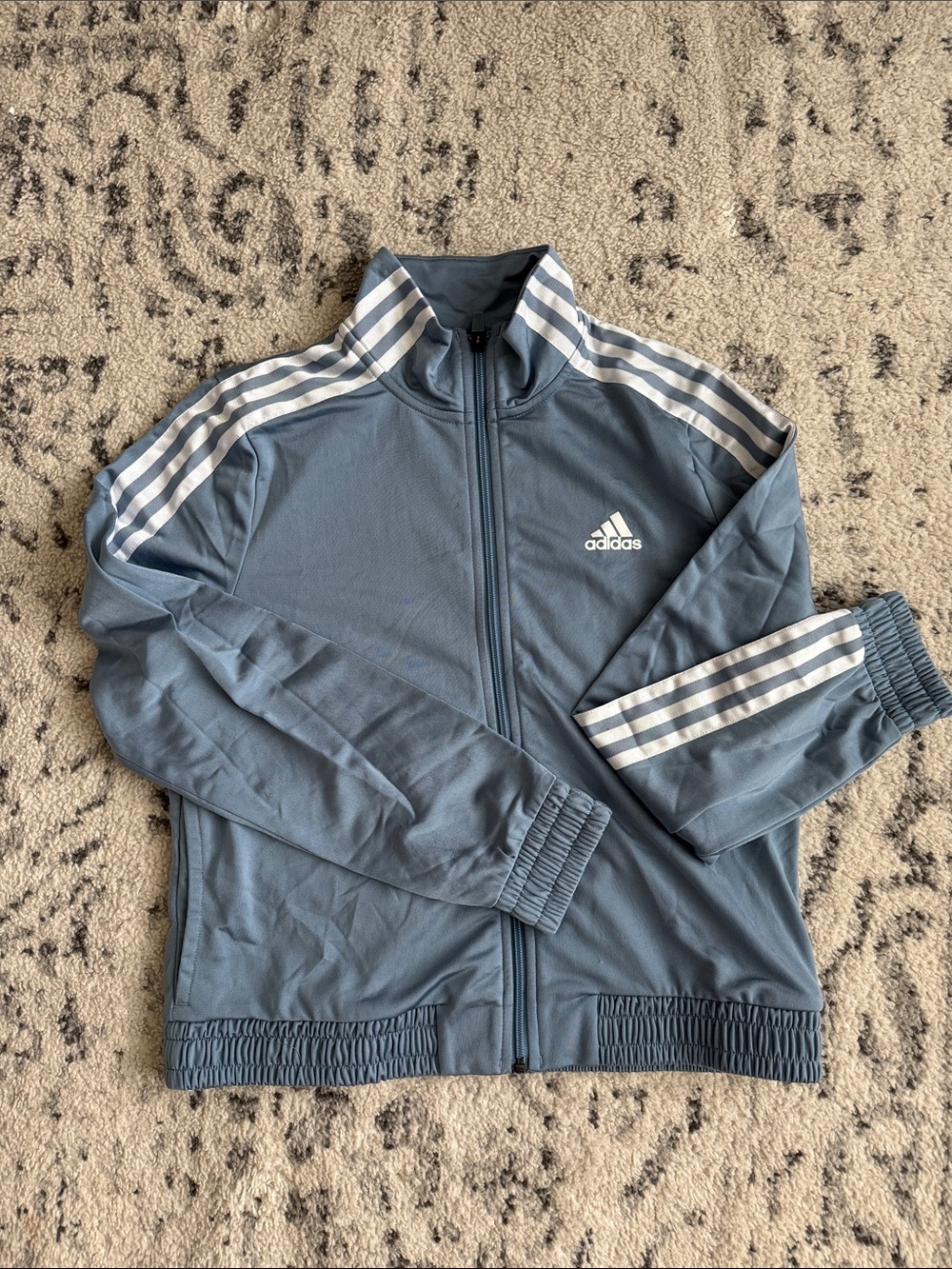 adidas Slate Blue Track Jacket with White Three Stripes